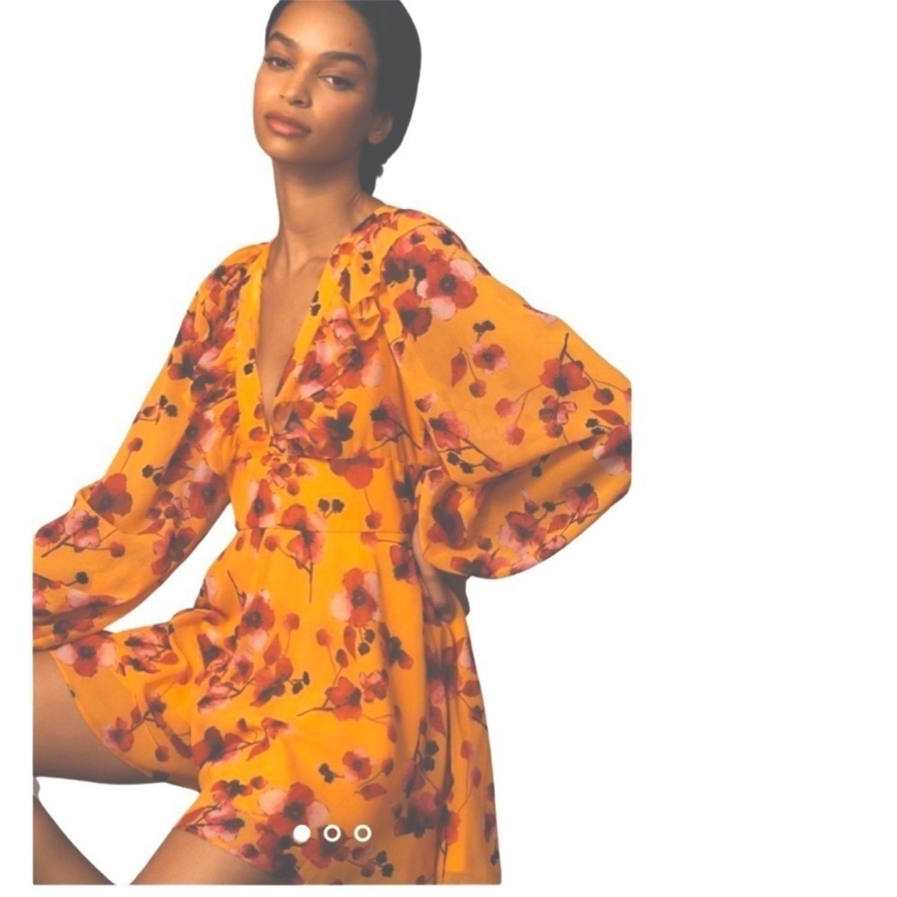 NWT Hutch X Anthropologie Deep Plunge V Neck Ling Sleeve Romper Size Large